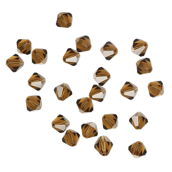 Bead 24pk smoked topaz, Preciosa Czech crystal 5mm bicone image number 0