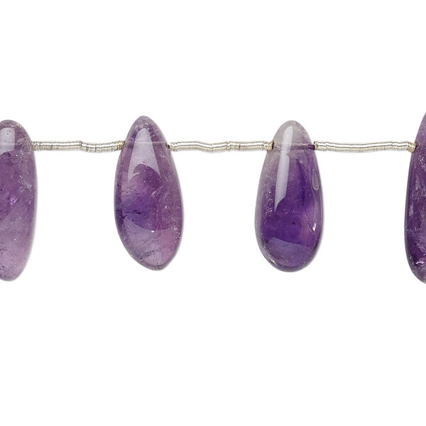 Amethyst 1pkg25, hand-cut top-drilled teardrop bead natural 9x4mm-23x7mm image number 0