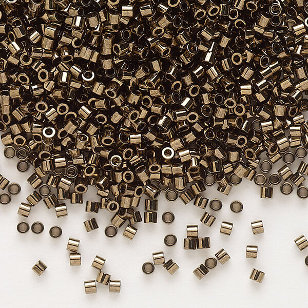 Seed bead, Delica®, glass, pkg/250g, #15 round, opaque metallic dark bronze (DBS-0022). image number 0