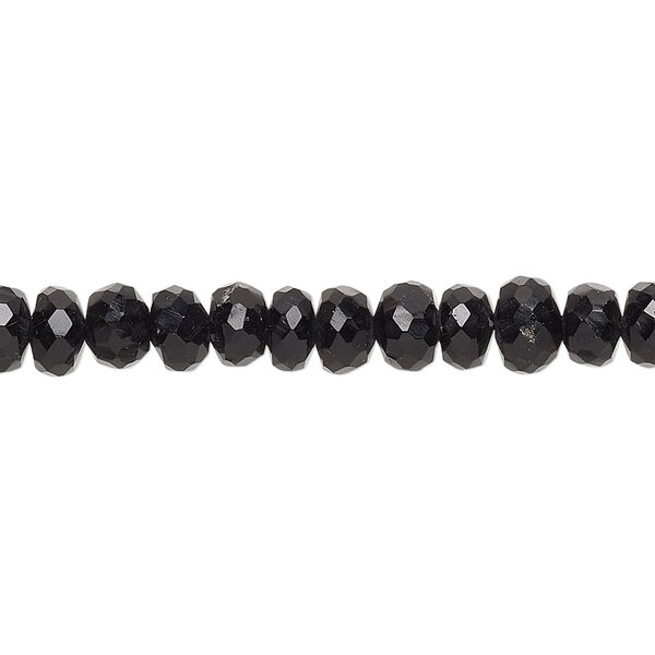 Black onyx 1pkg1, hand-cut faceted rondelle bead 8 inch 6x3mm-7x5mm image number 0