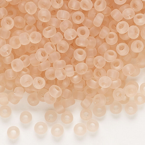 Seed bead, Dyna-Mites™, glass, transparent matte light peach, #6 round. Sold per 1/2 kilogram pkg. image number 0