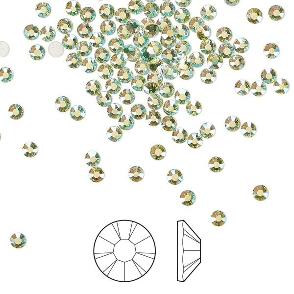 Flat back 144pk limecicle AB foil back, Preciosa MAXIMA Czech crystal hotfix rhinestone 2.3-2.5mm chaton rose round SS8 image number 0