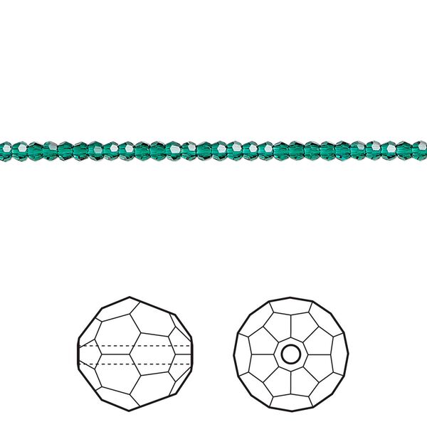Bead 144pk emerald, Crystal Passions® 2mm round 5000 image number 0