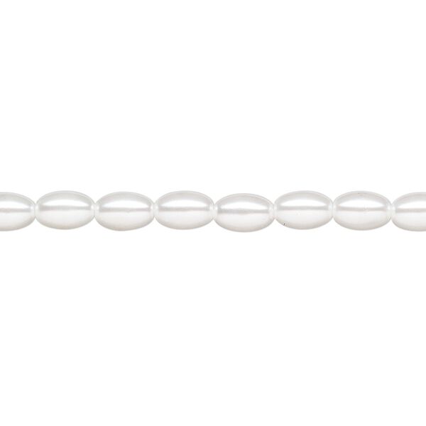 Pearl 1pk white, Celestial Crystal® 6x4mm rice 15.5-16 inch image number 0