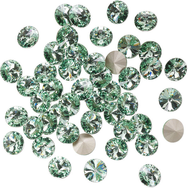 Chaton 144pk chrysolite foil back, Preciosa MAXIMA Czech crystal rhinestone 12mm rivoli image number 0