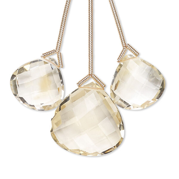 Citrine 1pkg3, hand-cut top-drilled faceted pear bead 18mm / 14mm image number 0