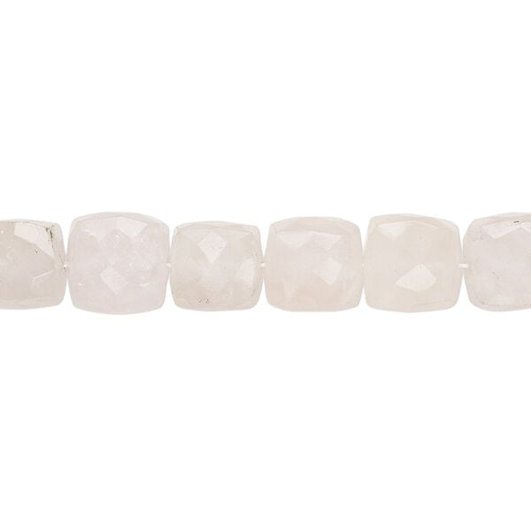 Rose quartz 1pkg1, hand-cut faceted cube bead natural 6 inch 8x7mm-9x9mm image number 0