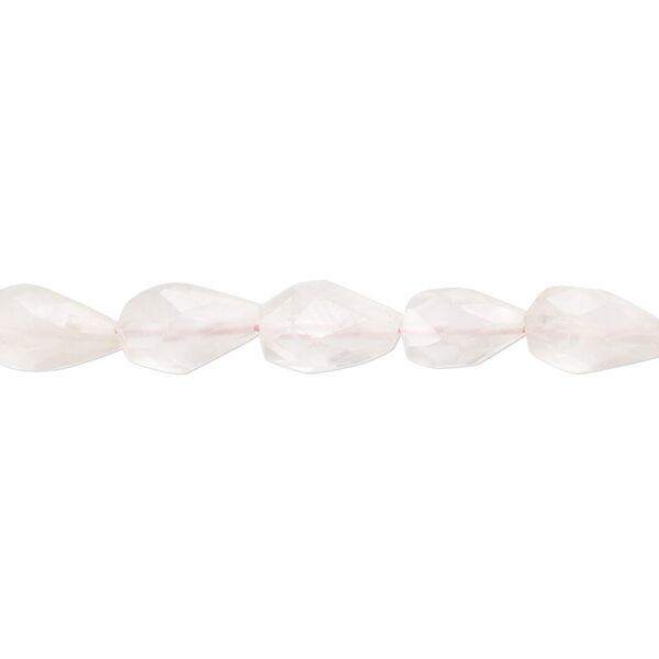 Rose quartz 1pkg1, hand-cut faceted teardrop bead natural 14 inch 8x5mm-12x6mm image number 0