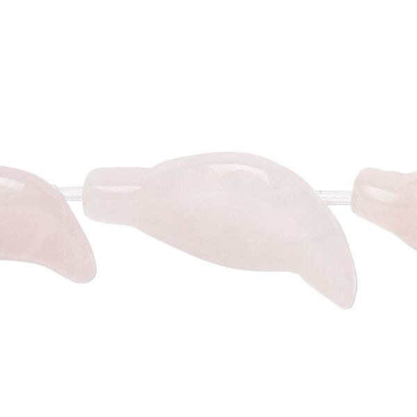 Rose quartz 1pkg1, hand-cut carved leaf bead natural 15.5-16 inch 29x14mm image number 0