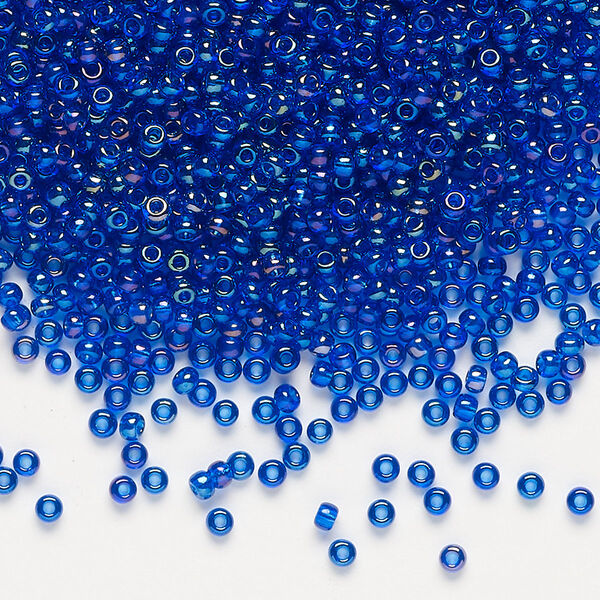 Seed bead, Preciosa Ornela Czech glass, pkg/50g, #11 rocaille, translucent rainbow sapphire blue, (61300). image number 0