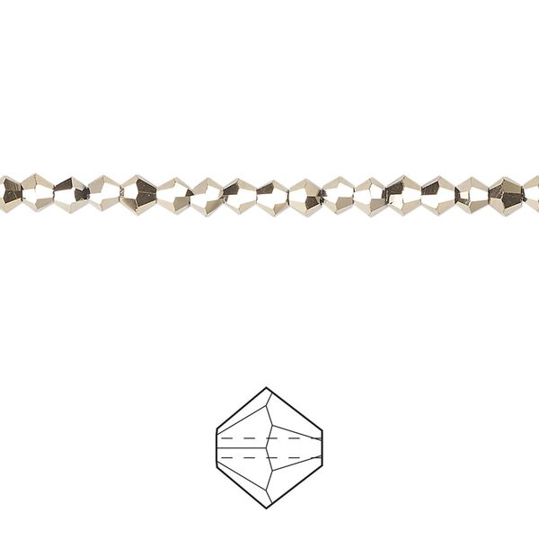 Bead 144pk opaque crystal aurum 2X, Celestial Crystal® 3mm bicone image number 0