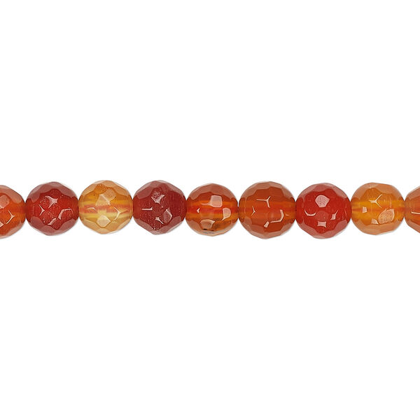 Red agate 1pkg1, faceted round bead 15 inch 6-7mm image number 0