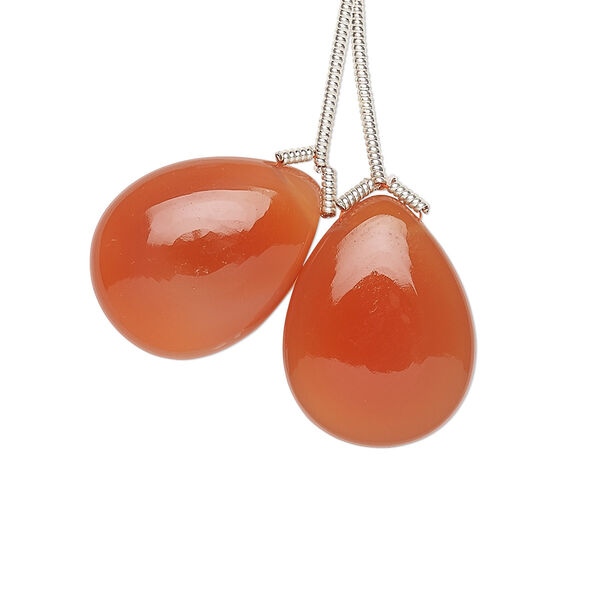 Carnelian 1pkg2, hand-cut top-drilled teardrop bead 20x15mm image number 0