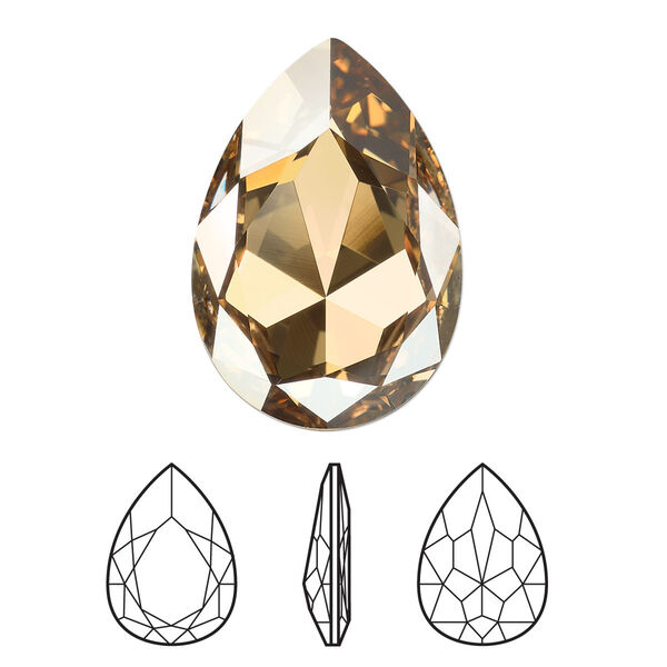 Fancy stone 24pk crystal golden shadow foil back, Swarovski® 30x20mm pear 4327 image number 0