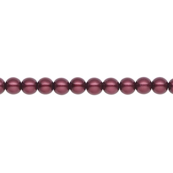 Pearl 2pk bordeaux, Celestial Crystal® 4mm round 15.5-16 inch image number 0