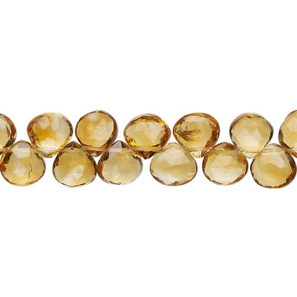 Golden citrine 1pkg1, hand-cut top-drilled faceted puffed teardrop bead 8 inch 6-7mm image number 0