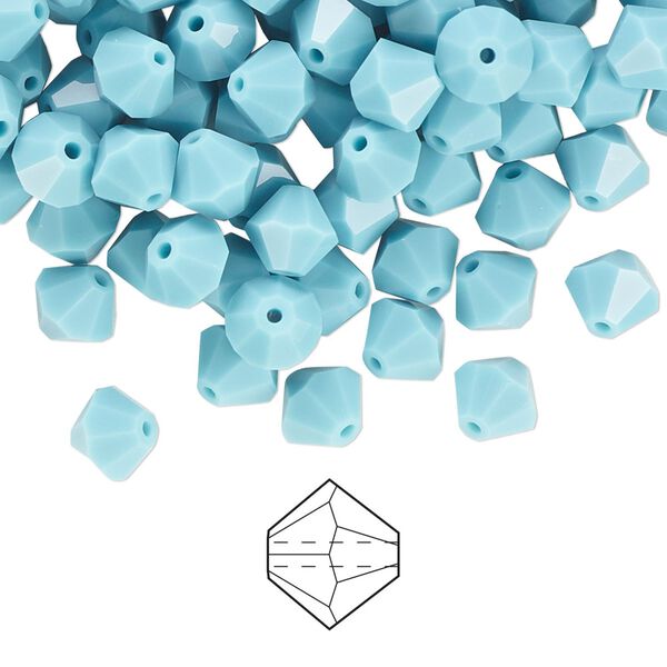 Bead 144pk turquoise, Preciosa Czech crystal 6mm bicone image number 0