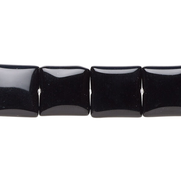 Black onyx 1pkg1, puffed square bead B grade, 15.5-16 inch 12mm image number 0