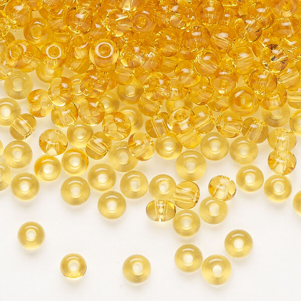 Seed bead, Preciosa Ornela Czech glass, pkg/50g, #6 rocaille, transparent light topaz, (10020). image number 0
