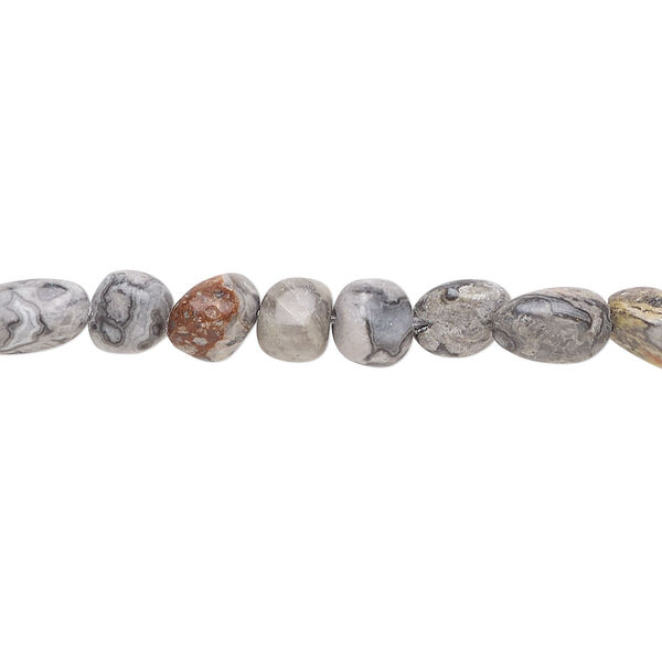 Silver crazy lace agate 1pkg1, pebble bead natural 8 inch small image number 0