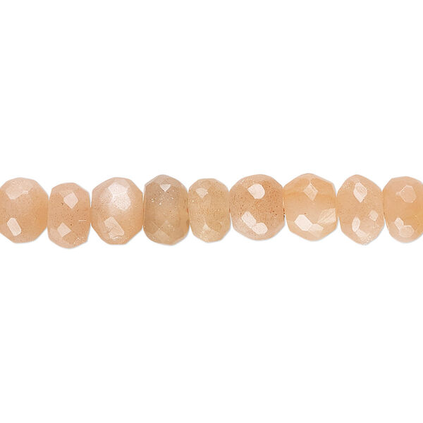 Peach moonstone 1pkg1, hand-cut faceted rondelle bead natural 8 inch 7x3mm-7x5mm image number 0