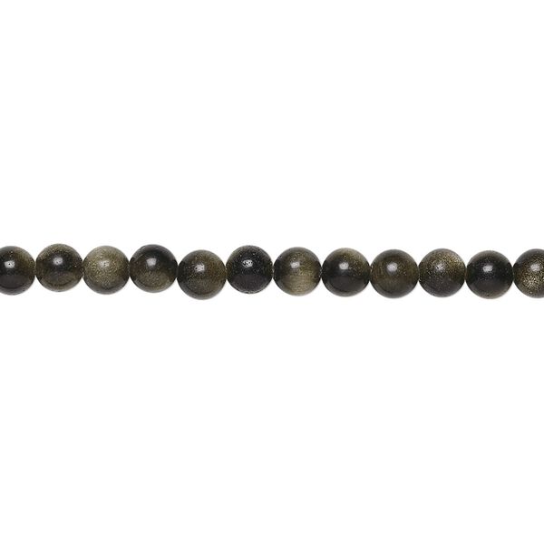 Golden sheen obsidian 1pkg1, round bead natural 15.5-16 inch 4mm image number 0