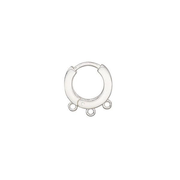 Earring, sterling silver, 12mm round hoop with square tube and 3 closed loops and hinged closure. Sold per pair. image number 0