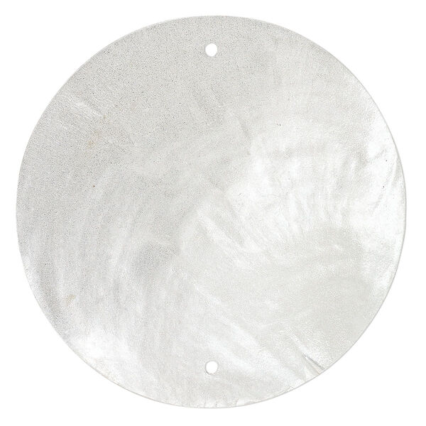 Wind chime component capiz shell 20pk 50mm double-drilled flat round, translucent light grey dyed image number 0
