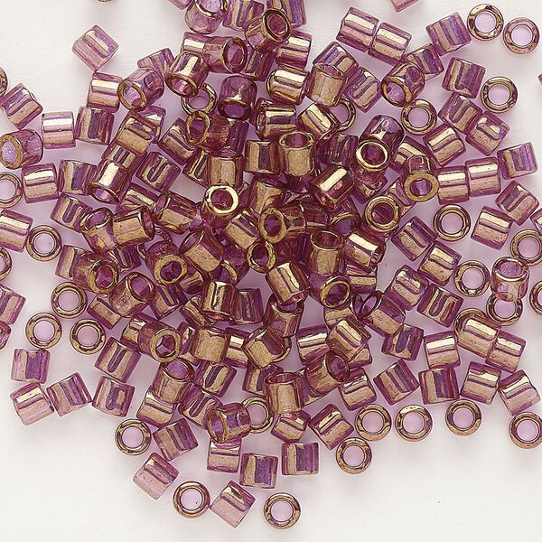Seed bead, Delica®, glass, pkg/50g, #8 round, translucent gold luster amethyst (DBL-0108). image number 0