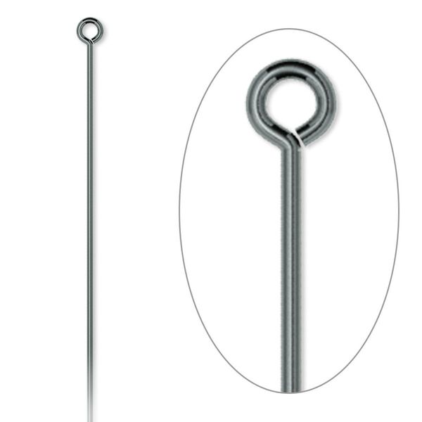 Eye pin, gunmetal-plated brass, 2 inches, 21 gauge. Sold per pkg of 100. image number 0