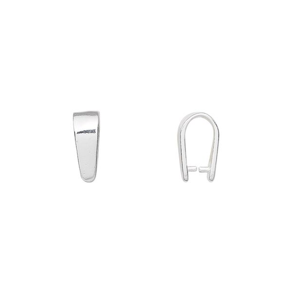 Bail, ice-pick, sterling silver, 11x4mm with 7mm grip length. Sold per pkg of 2. image number 0