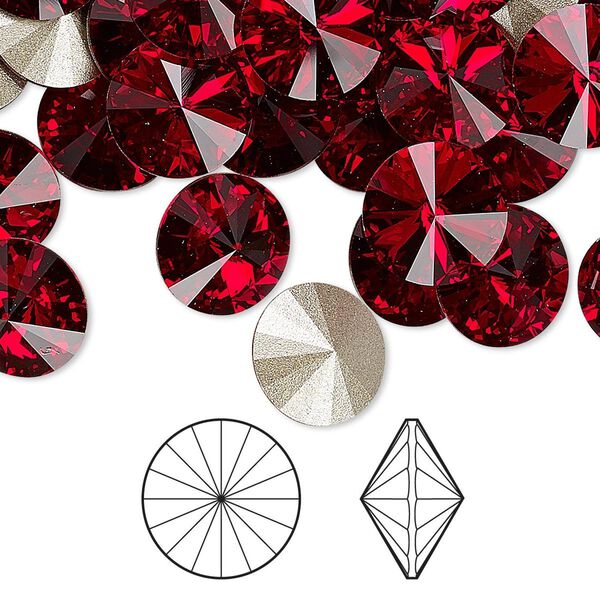 Chaton 48pk Siam foil back, Crystal Passions® 10.54-10.91mm rivoli SS47 1122 image number 0