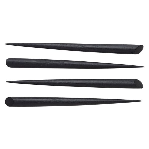 Hair stick, wood (dyed), black, 6 inches with 14x10mm oval setting. Sold per pkg of 4. image number 0