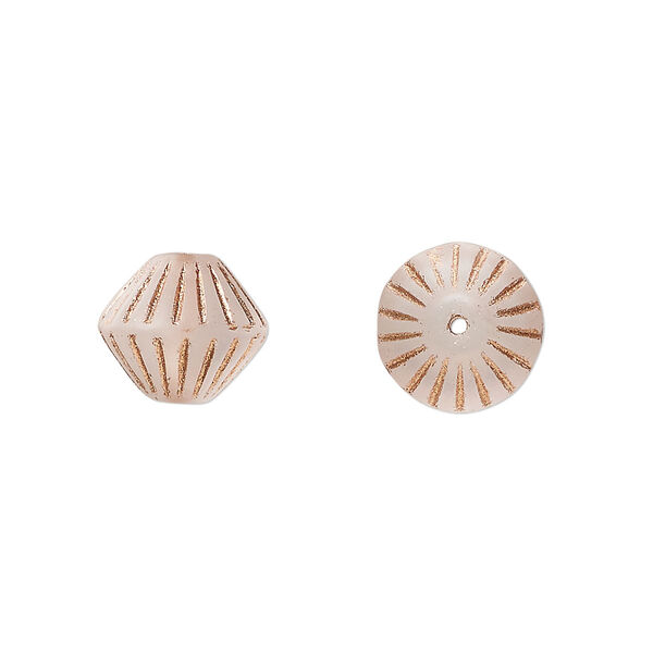 Bead, Preciosa, Czech pressed glass, opaque clear matte copper, 11mm fluted bicone. Sold per pkg of 12. image number 0