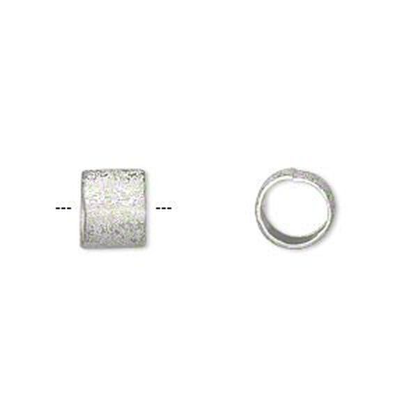 Bead, sterling silver, 8x7mm stardust round tube, 6.5mm hole. Sold individually. image number 0