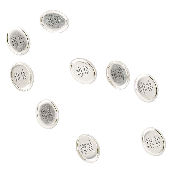 Bezel cup, sterling silver, solid back, 8x6mm oval. Sold per pkg of 10. image number 0