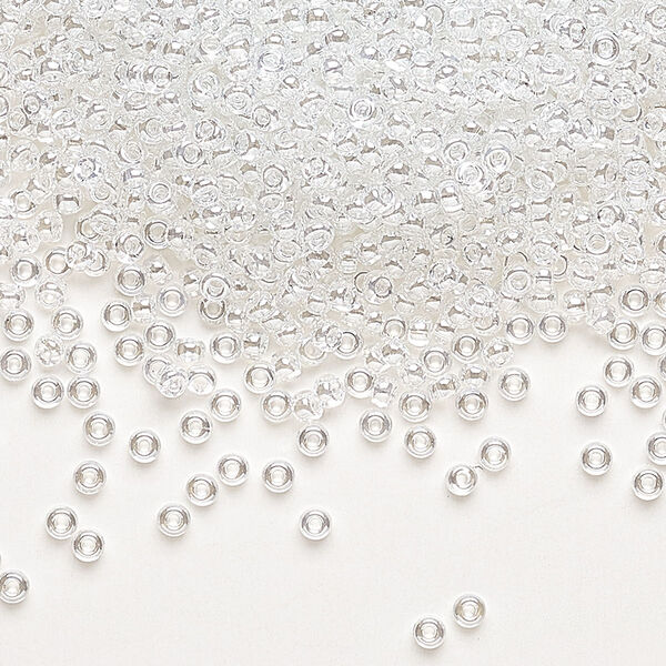 Seed bead, Miyuki, glass, pkg/250g, #11 rocaille, translucent luster crystal clear, (RR-160). image number 0