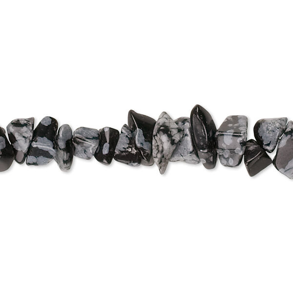 Bead 1pk snowflake obsidian, natural, medium chip 32 inch image number 0
