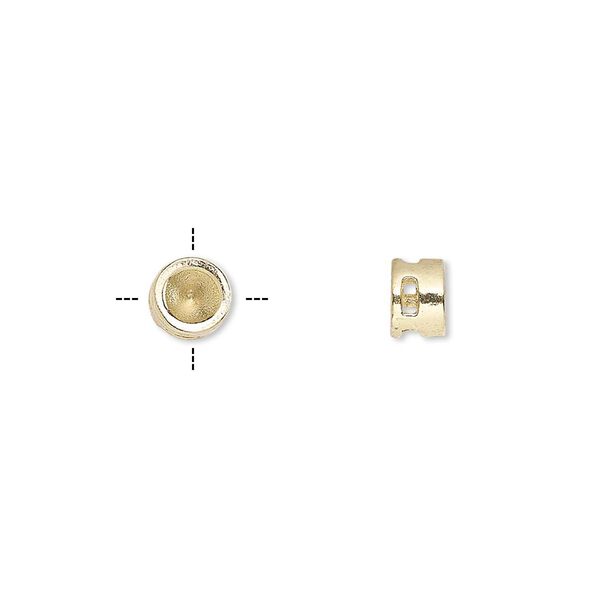 Spacer, gold-finished "pewter" (zinc-based alloy), 6x4mm cross-drilled round with SS19 chaton setting. Sold per pkg of 6. image number 0