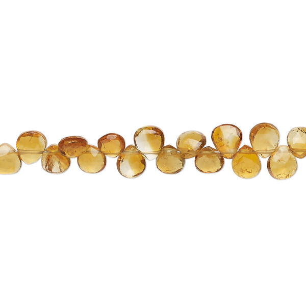 Golden citrine 1pkg1, hand-cut top-drilled faceted puffed teardrop bead 8 inch 4mm-5x4mm image number 0