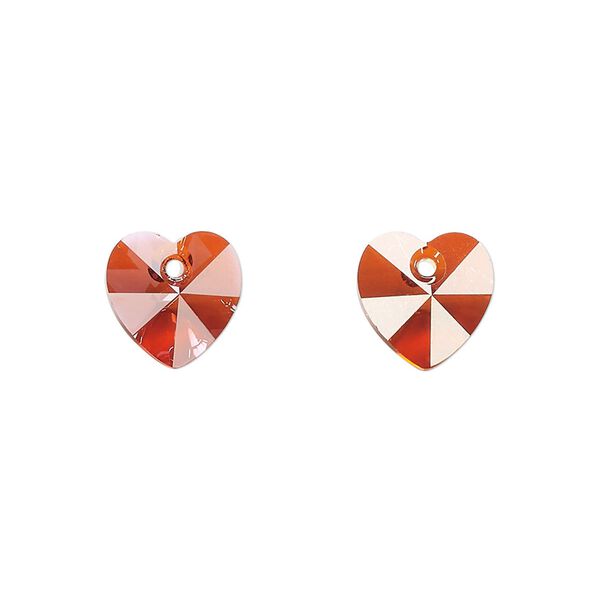 Drop 144pk crystal red flame, Preciosa Czech crystal 10mm pendant heart image number 0