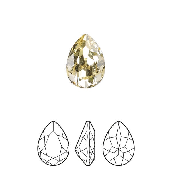 Fancy stone 1pkg2 jonquil foil back, Preciosa MAXIMA Czech crystal rhinestone 14x10mm pear image number 0