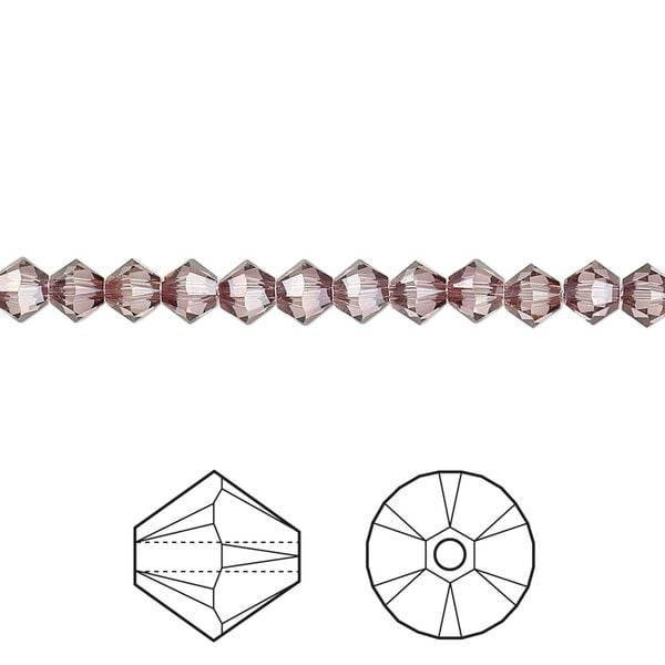 Bead 48pk crystal antique pink, Crystal Passions® 4mm bicone 5328 image number 0