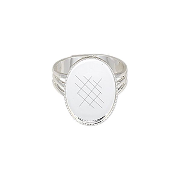 Ring, silver-plated brass, 19x14mm with 18x13mm oval setting, adjustable from size 7-10. Sold per pkg of 6. image number 0
