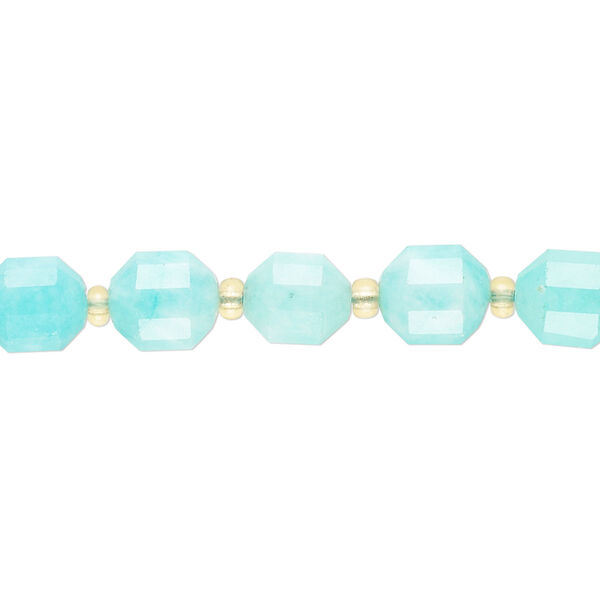 Amazonite 1pkg1, hand-cut faceted drum bead natural 8 inch 8mm image number 0