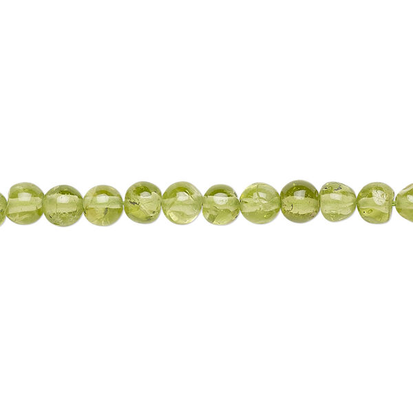 Peridot 1pkg1, hand-cut uneven round bead natural C+ grade, 13 inch 4-5mm image number 0