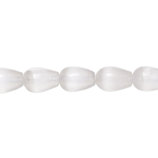 Bead, selenite (waxed), 9x6.5-9.5x6.5mm teardrop, B grade. Sold per 8-inch strand, approximately 20 beads. image number 0