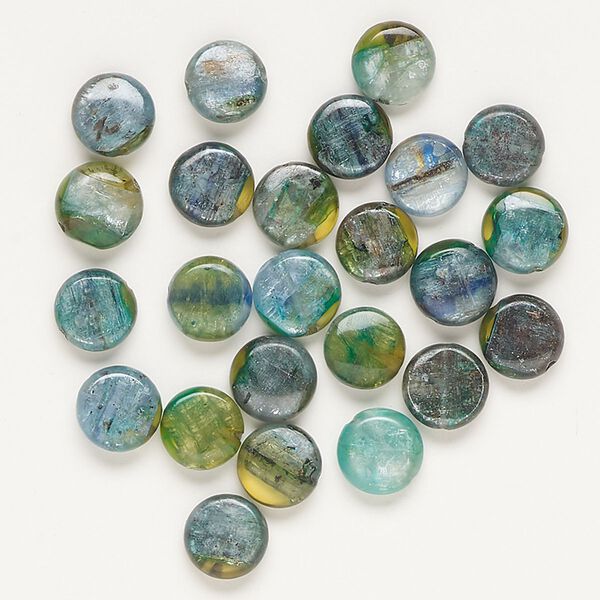 Kyanite 1pkg24, flat round bead natural 10mm image number 0