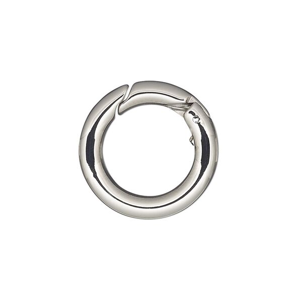 Clasp, self-closing hook, stainless steel, 20.5mm round with rounded edges. Sold individually. image number 0
