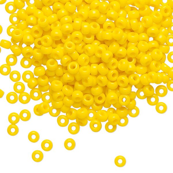 Seed bead, Miyuki, glass, pkg/50g, #8 rocaille, opaque canary, (RR-404D). image number 0